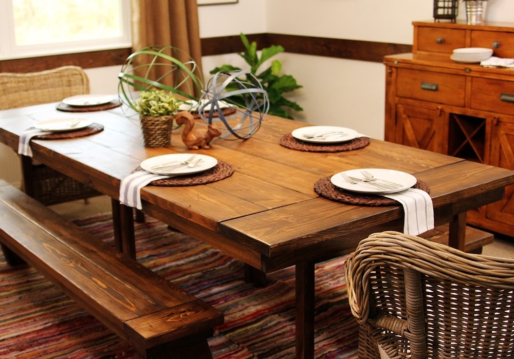 Rustic Farmhouse Dining Table Set TheBestWoodFurniture