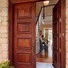 By front double door designs can be made of the elements, which are manufactured from solid durable decorative wood.