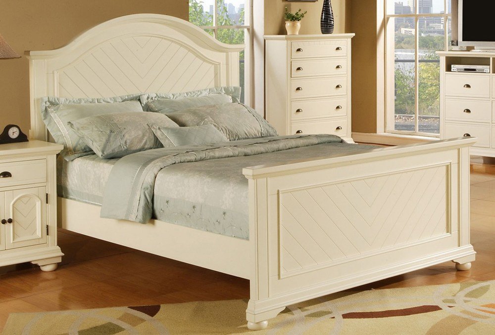 White Solid Wood Bed
