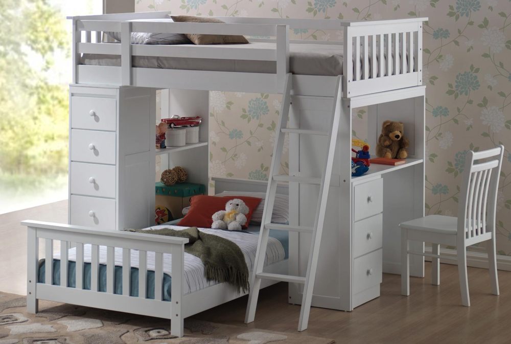Solid Wood White Bunk Beds