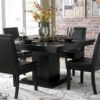 Combine black dining room set with obscure flooring and beautiful dark chairs – area will seem grounded.