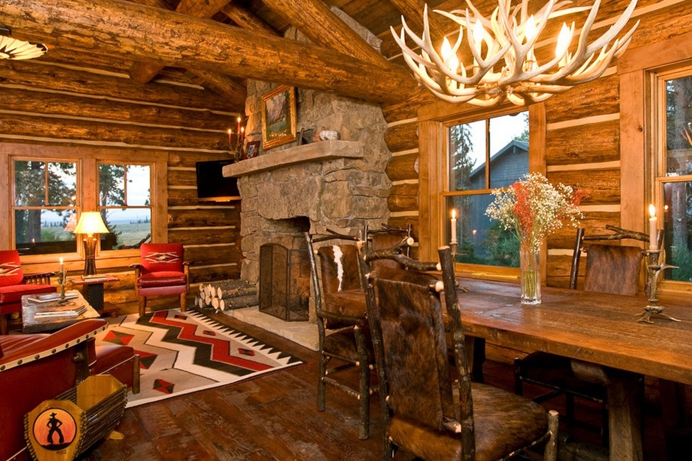 wood cabin living room