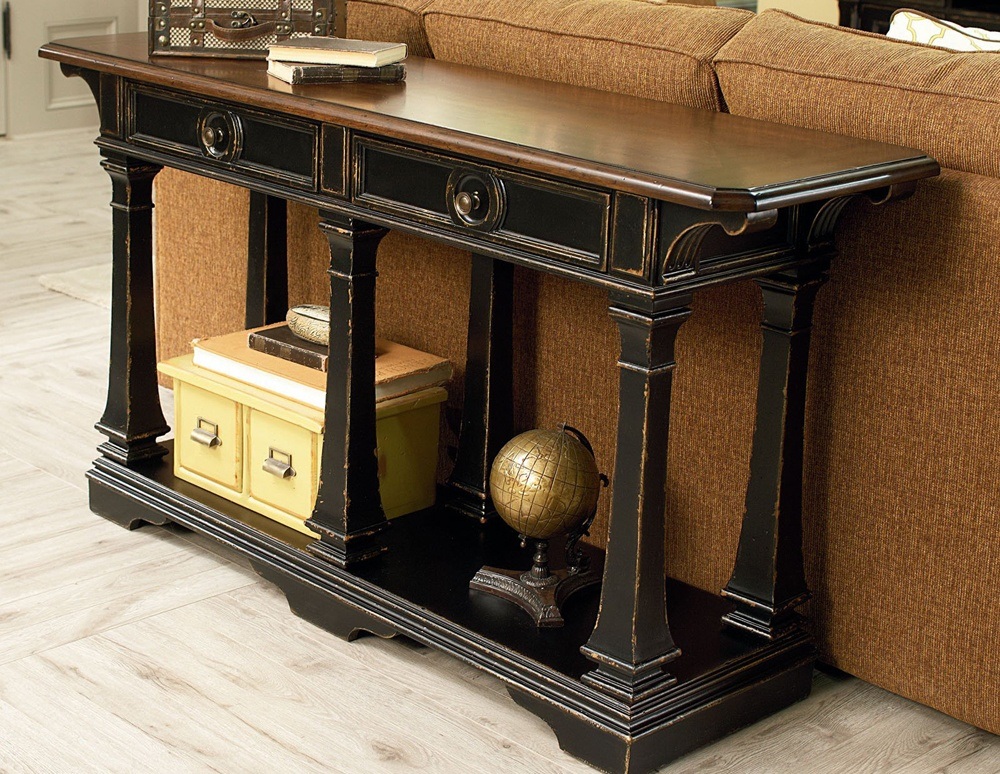 Black Sofa Table With Drawers
