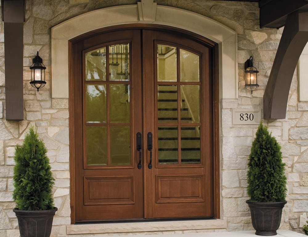 Rustic Pine Exterior Entry Doors With Glass