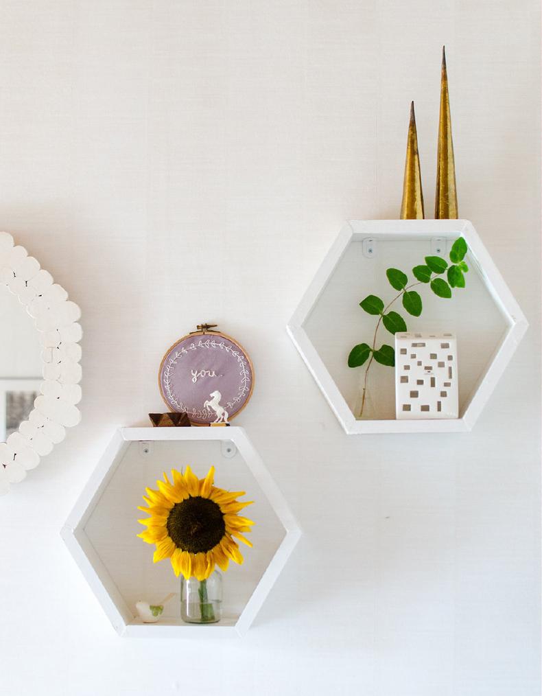 Honeycomb Wooden Wall Shelves Design