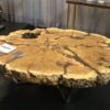 Sliced Wood Coffee Table With Chromed Base