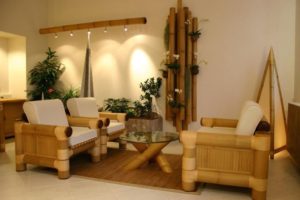 Bamboo living room furniture will look interesting in any room style.