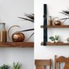 Leather strap hanging shelf can be used to hang even five or more boards for creating whole wall storage.