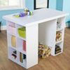 White Craft Table With Storage