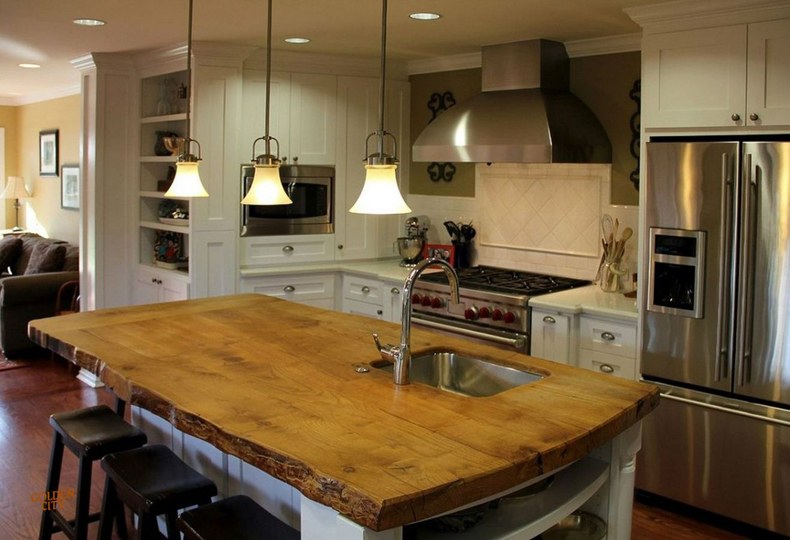 Rustic edge table is a great option.