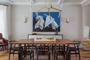 Artistic Designs For Living Dining Area With Blue Wall Art