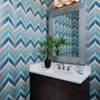 Contemporary Bathroom Multicolor Chevron Wallpaper