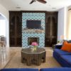 Eclectic Living Room Multicolor Statement Wallpaper