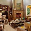 Corner fireplace furniture arrangement designs always make any room more inviting and cozy.