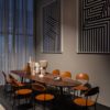 Leather Dining Chais And Abstract Wall Art
