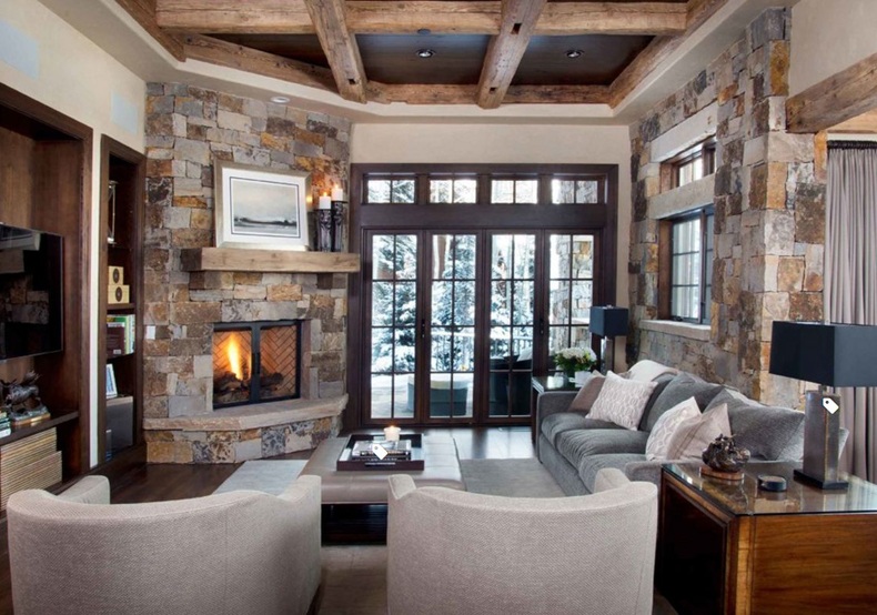 Living Room Design With Corner Fireplace