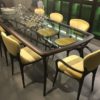Glass Top Dining Table With Yellow Chairs