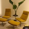 Swivel Yellow Chairs With Ottomn