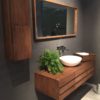 Wood Framed Rectangural Mirror For Bathroom