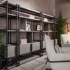 This shelving units living room is realized in a variety of finishes.