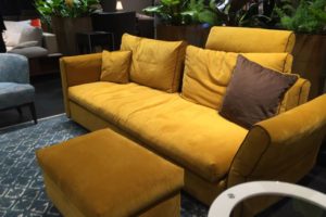 Beige and mustard yellow sofa will fit perfectly mostly to all interiors.