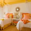Add bright sunny colors such as orange, yellow, red for creating a sunshine bedroom that will bring you happiness as well.