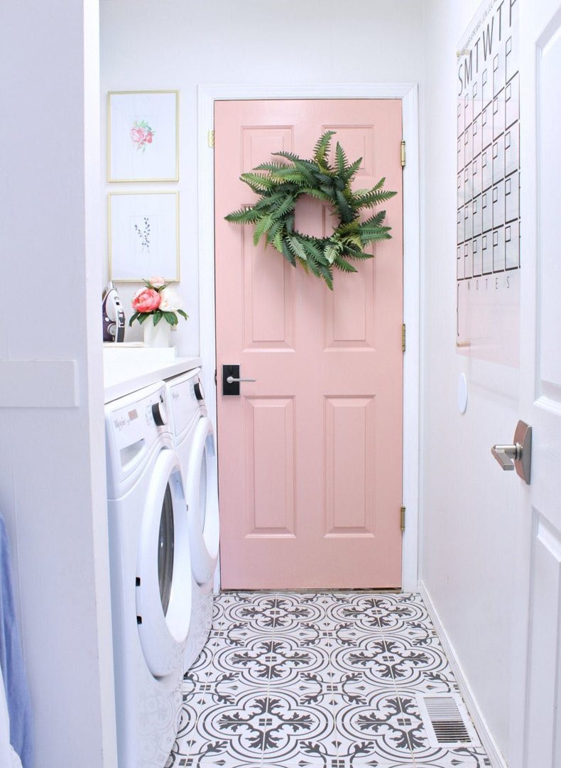 Pink laundry room that is very popular nowadays.