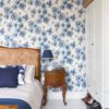 Master Bedroom Blue Painted Floral Wallpaper