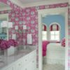 Pink Bathroom Floral Wallpaper Design