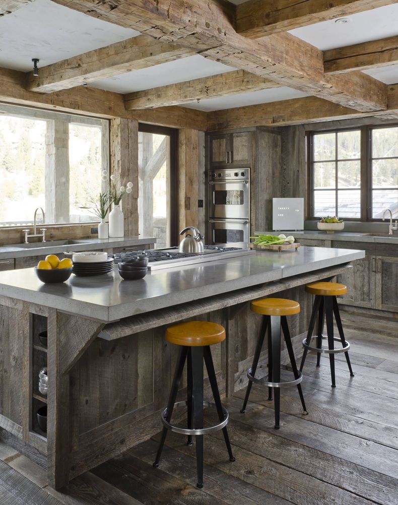 Rustic Kitchen Cabinetry Concrete Counter