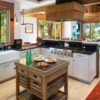 Rustic Kitchen With Rolling Wood Crate Island