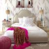 Beautiful Walpaper For Bedroom With White Bed Plus Pink Blanket