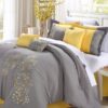 Geo Floral Grey And Yellow Bedroom
