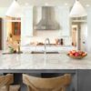 Grey quartz countertops look perfect thanks to the mix of femininity and modern tones.