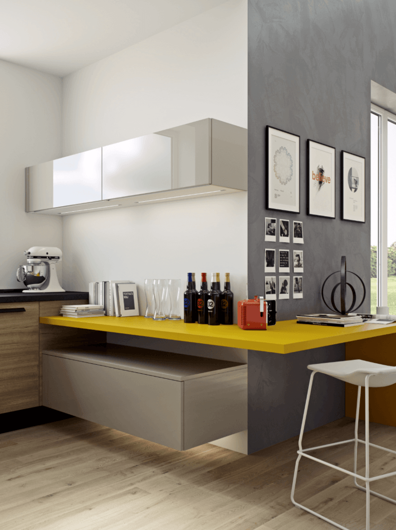 Masculine Kitchen Design With Bold Yellow Accents