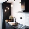 Black Kitchen Cupboards And Subway Tiles