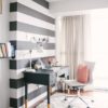 Black and white striped wall is the most popular combination of classic colors that has no age.