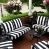 You may make an black and white striped patio chair cushions for your living room and bring an eclectic touch to the space.