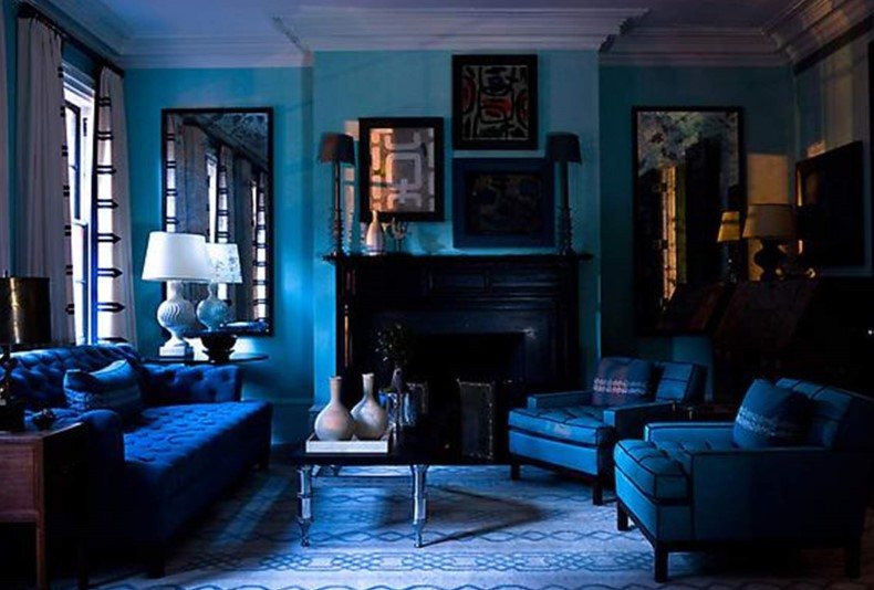 Monochromatic Rooms With Electric Blue Paint Color In Your