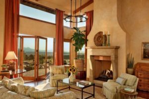 Luxury Elegant Brown Tuscan Farmhouse Living Room