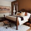 African bedroom furniture with a jungle themed bedroom includes soft and rich animal pelts.