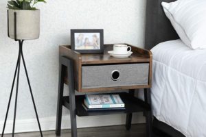 Industrial End Table With Metal Shelf